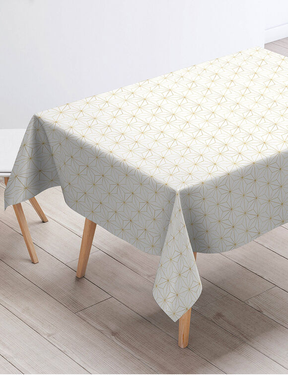 Nappe motifs géométriques métallisés (blanc)