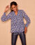 Blouse plissée imprimé fleuri, voile (marine / bleu)