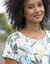 T-shirt col rond imprimé tropical (blanc / kaki)