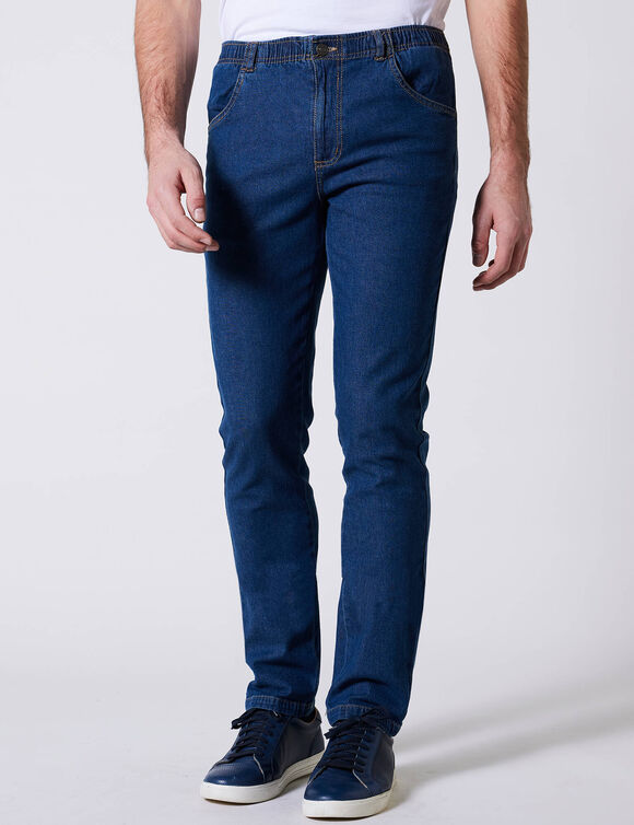 Jean droit ceinture &eacute;lastiqu&eacute;e - L30 (stone)