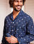 Pyjama imprimé popeline polyester/coton (marine)