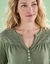T-shirt col tunisien manches 3/4, broderie anglaise (kaki clair)