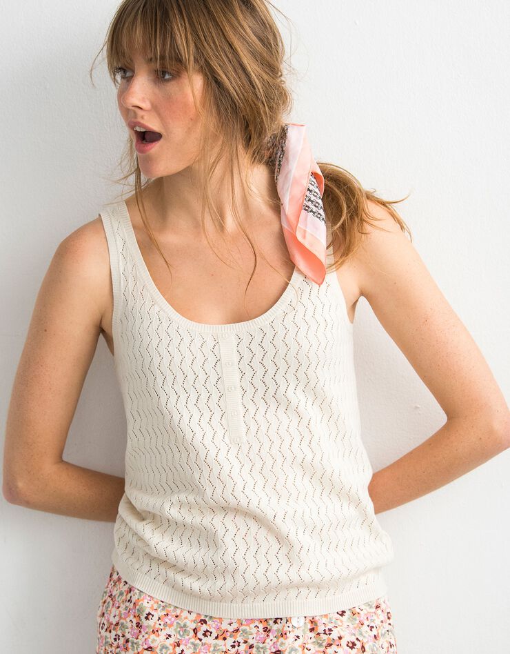 Top tricot maille pointelle ajourée (écru) Top tricot maille pointelle ajourée (écru)