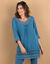 Tunique macramé manches 3/4, crépon (bleu grisé)