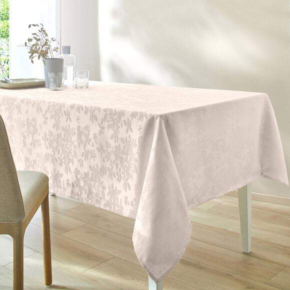 Nappe damass&eacute;e feuillages (ivoire)