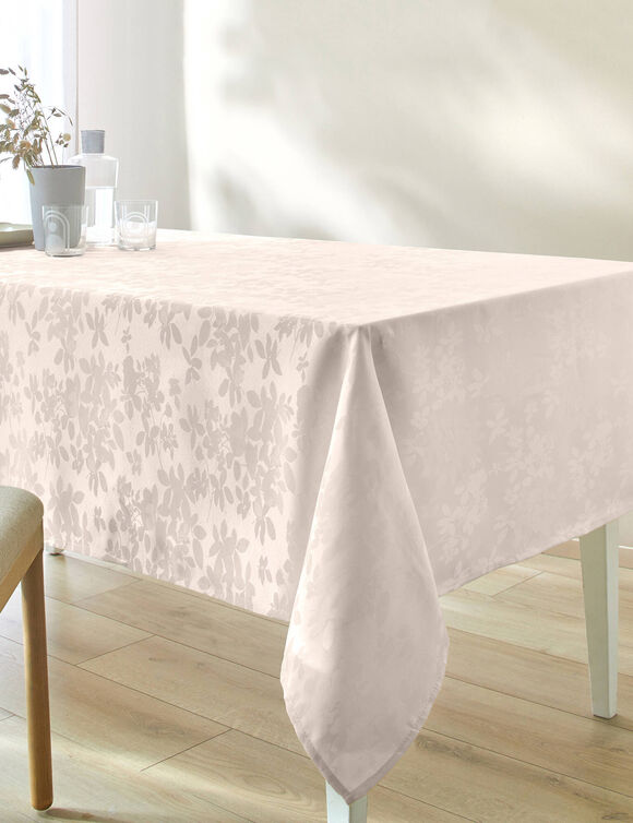 Nappe damass&eacute;e feuillages (ivoire)