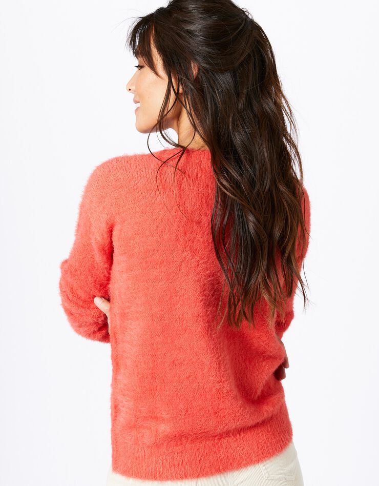 Pull manches longues maille poilue ultra douce (corail) Pull manches longues maille poilue ultra douce (corail)