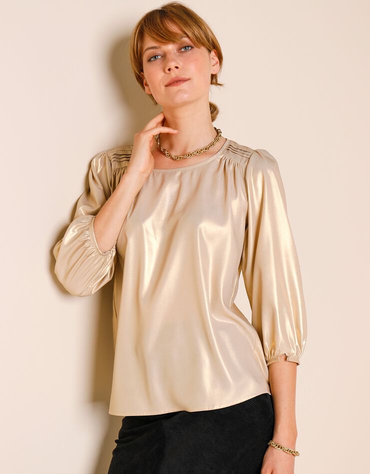 Blouse irisée dorée manches 3/4 (doré) Blouse irisée dorée manches 3/4 (doré)