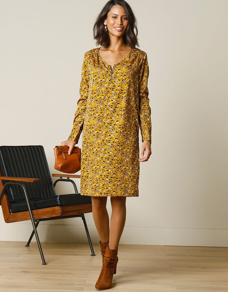 Robe-housse col zippé imprimé minimaliste (safran) Robe-housse col zippé imprimé minimaliste (safran)