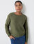 Pull col rond, maille poilue fantaisie (vert tilleul)