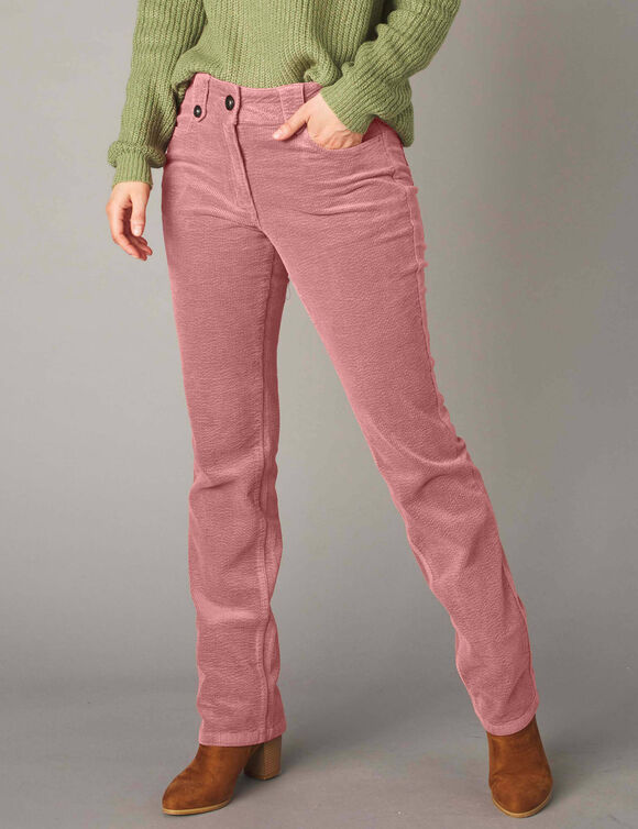 Pantalon droit, velours côtelé (rose grisé)