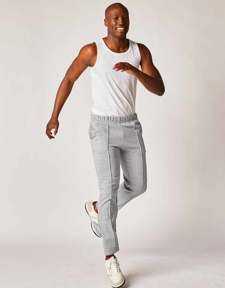 Pantalon loisirs molleton, bas droits (gris chiné) Pantalon loisirs molleton, bas droits (gris chiné)
