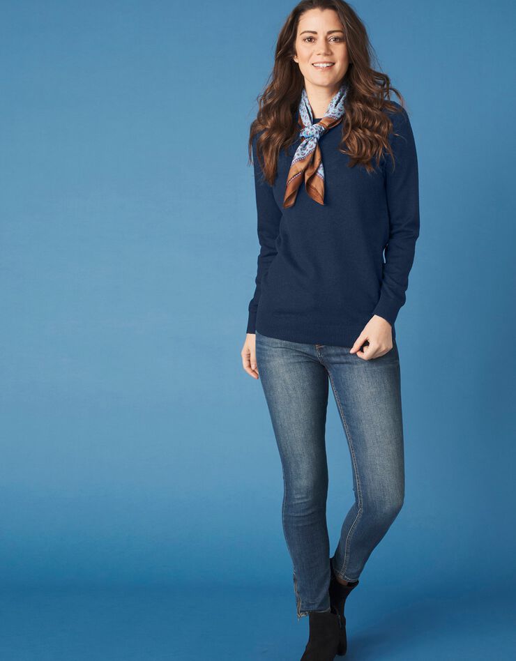 Pull col rond, laine d'agneau (marine) Pull col rond, laine d'agneau (marine)