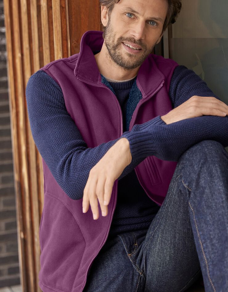 Veste polaire zippée sans manches (prune / marine) Veste polaire zippée sans manches (prune / marine)