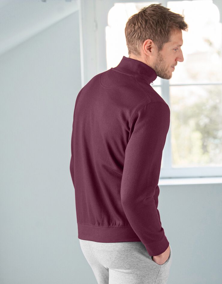 Sweat entièrement zippé uni (prune)