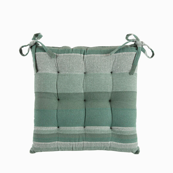 Galette de chaise carr&eacute;e ray&eacute;e - lot de 2 (eucalyptus)