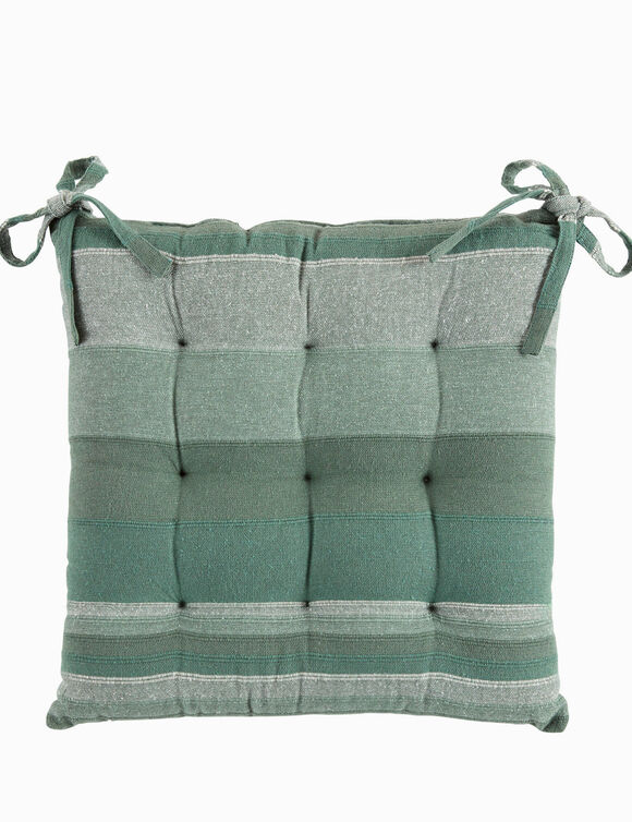 Galette de chaise carr&eacute;e ray&eacute;e - lot de 2 (eucalyptus)