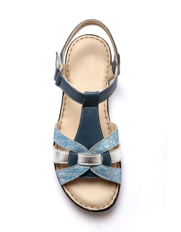Sandales dessus cuir ultra légères - grande largeur (bleu)
