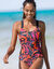Maillot de bain 1 pièce imprimé Lohena, spécial maintien (noir / orange)