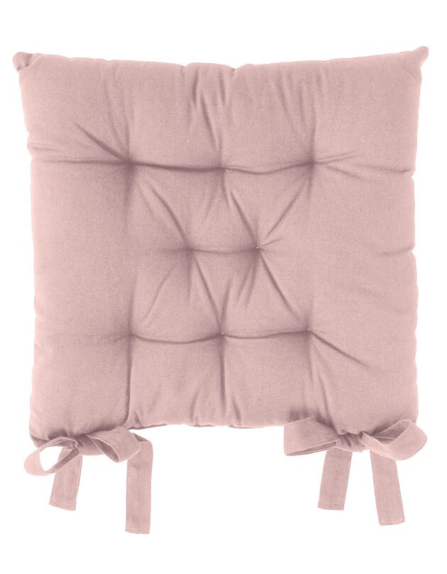 Galette de chaise carrée unie coton bachette - lot de 2 (rose poudré)