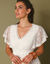 Robe longue crépon et tulle brodé (écru)