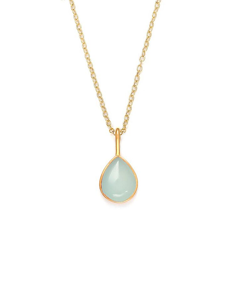 Collier pendentif Agate Aqua et chaîne dorée or fin (unique) Collier pendentif Agate Aqua et chaîne dorée or fin (unique)