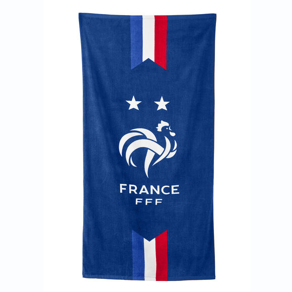 Drap de bain enfant FFF®, éponge et velours coton - 320g/m2 (bleu)