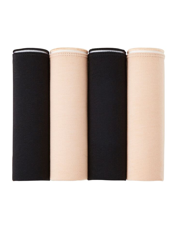 Boxers coton coutures plates - lot de 4 (peau / noir)