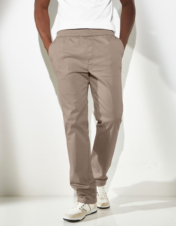Pantalon en twill stretch taille élastiquée (taupe) Pantalon en twill stretch taille élastiquée (taupe)