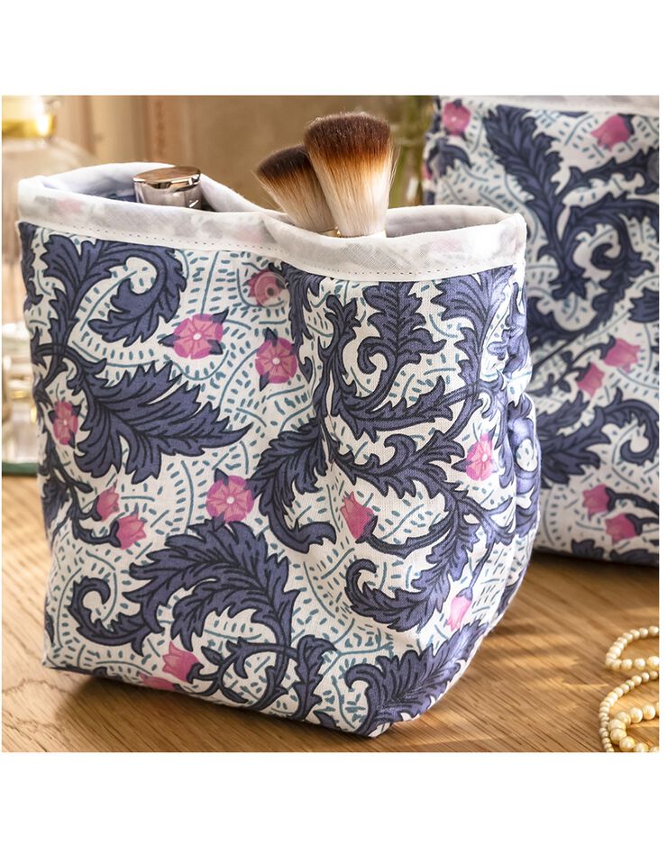 Trousse de rangement matelassée bleue, lot de 2 - collection upcycling (bleu) Trousse de rangement matelassée bleue, lot de 2 - collection upcycling (bleu)