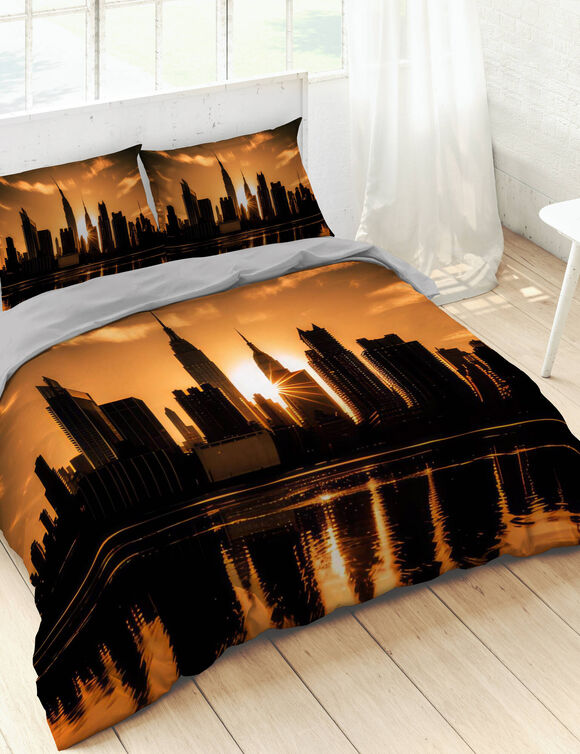 Linge de lit City coton (noir / orange)