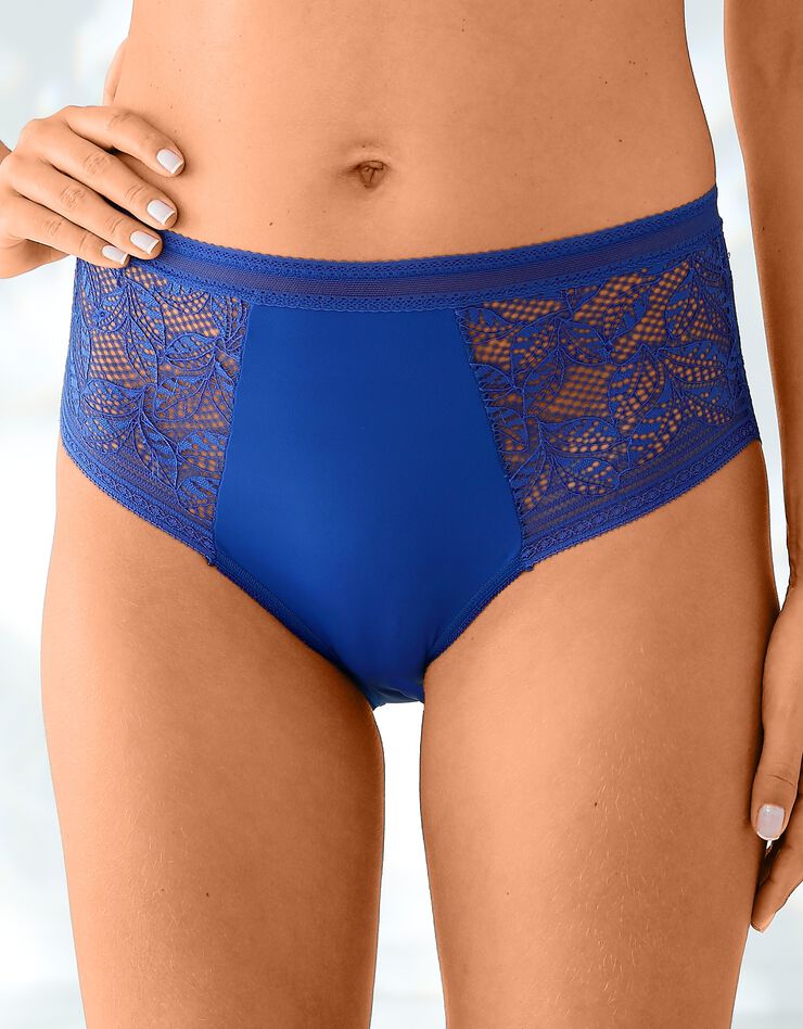 Culotte forme maxi microfibre et dentelle stretch - lot de 2 (bleu) Culotte forme maxi microfibre et dentelle stretch - lot de 2 (bleu)