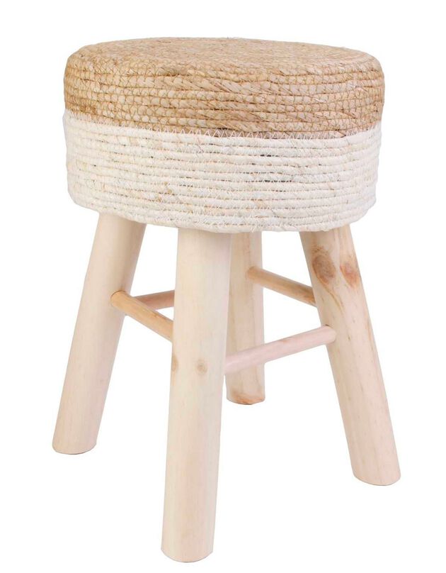 Tabouret avec assise bicolore tressée  (naturel)