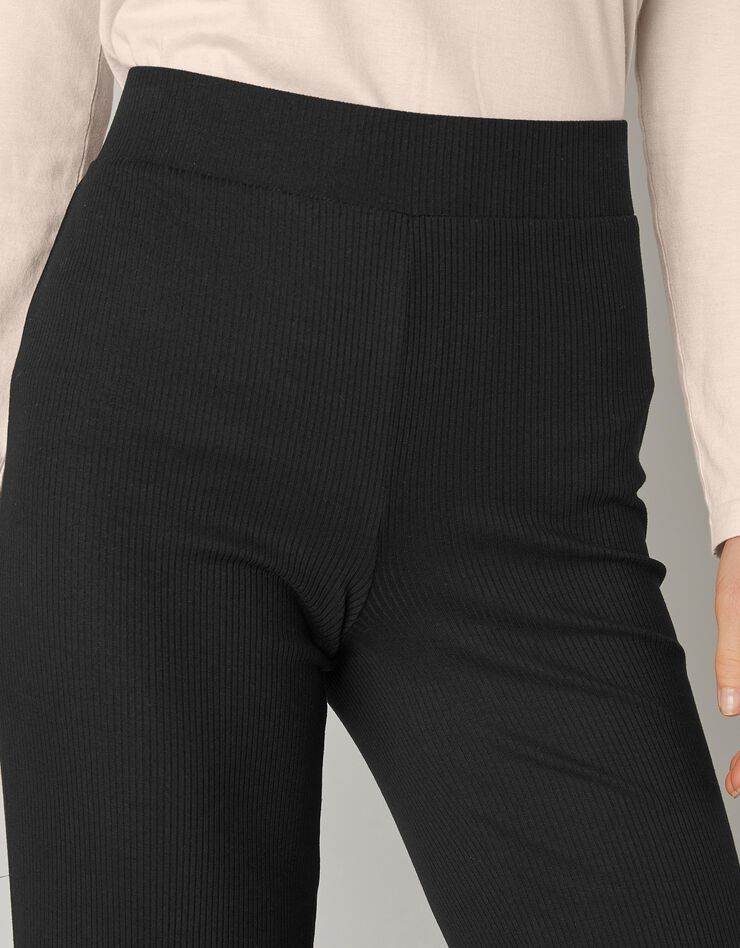 Pantalon large maille côtelée taille élastiquée (noir) Pantalon large maille côtelée taille élastiquée (noir)