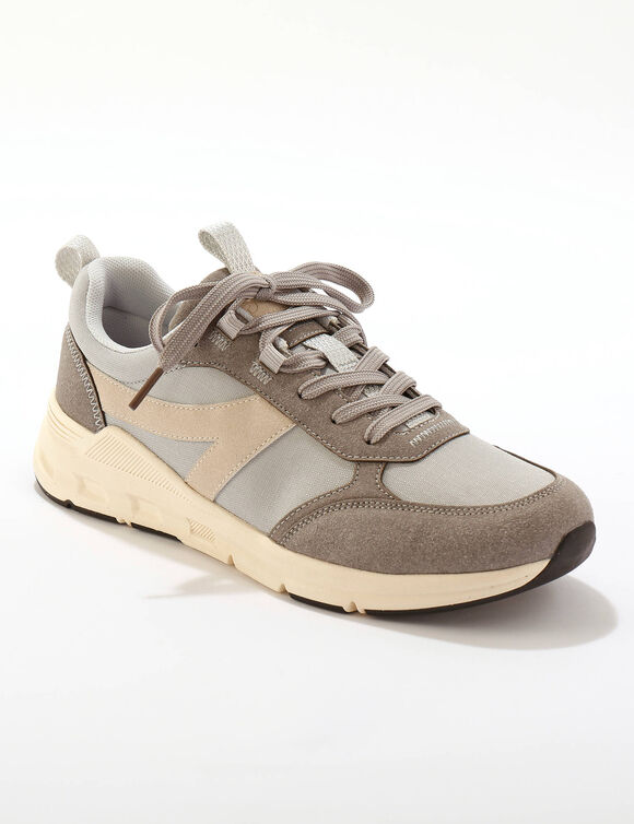 Baskets compens&eacute;es bi-mati&egrave;re &agrave; lacets  (gris)