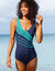 Maillot de bain 1 pièce à bandes (marine / aqua)