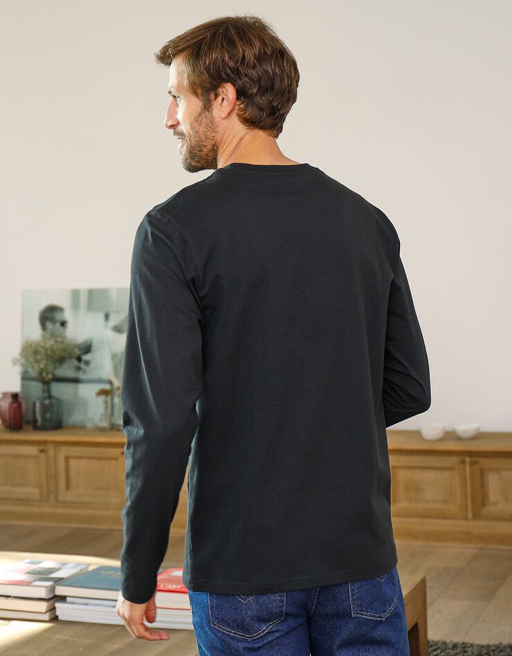 Tee-shirt col rond manches longues - lot de 3 (noir + vert + tilleul)