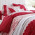 Linge de lit Gabrielle en coton imprimé pois, fleurs et dentelle (rouge)