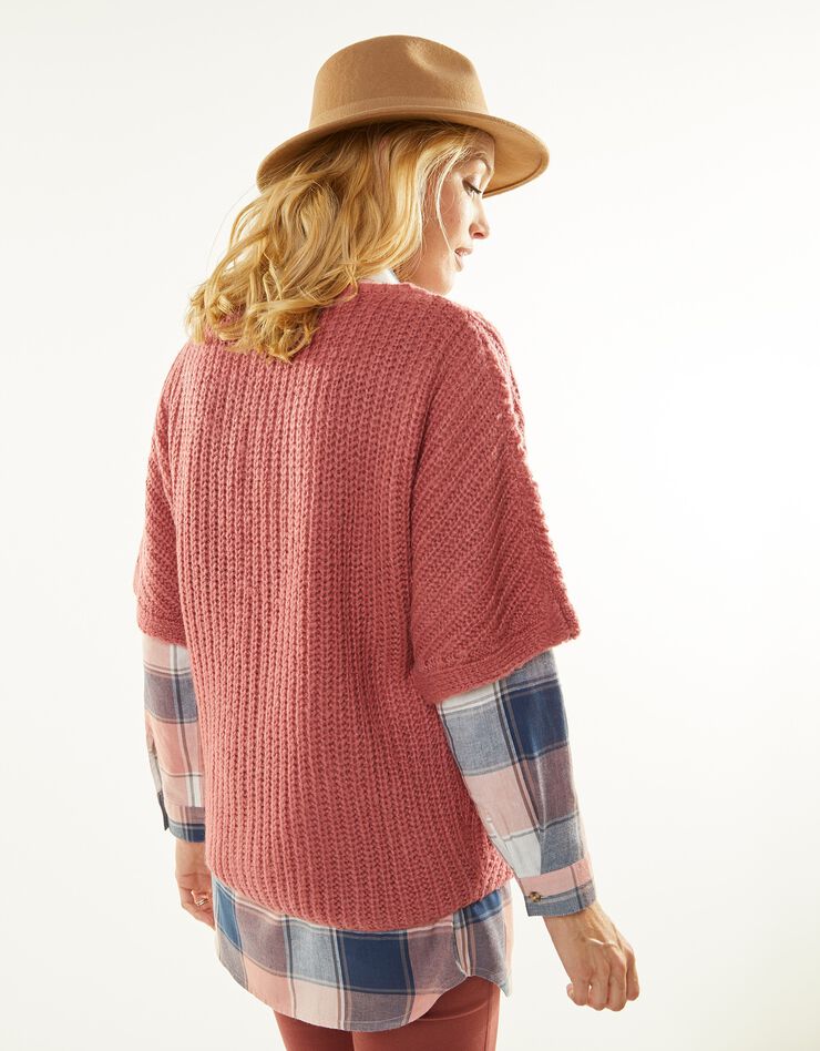 Pull poncho manches coudes (tomette)