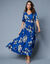 Robe longue imprimée, manches évasées  (bleu)