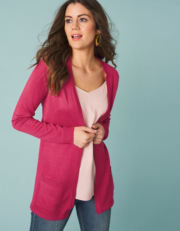 Gilet porter ouvert toucher cachemire (cerise) Gilet porter ouvert toucher cachemire (cerise)