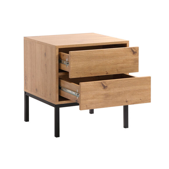 Chevet 2 tiroirs, style industriel STOCKIES (naturel)