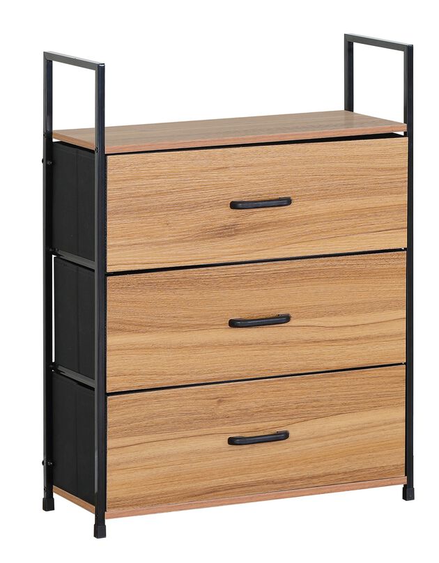 Chiffonnier STOCKIES style industriel - 3 tiroirs (naturel)
