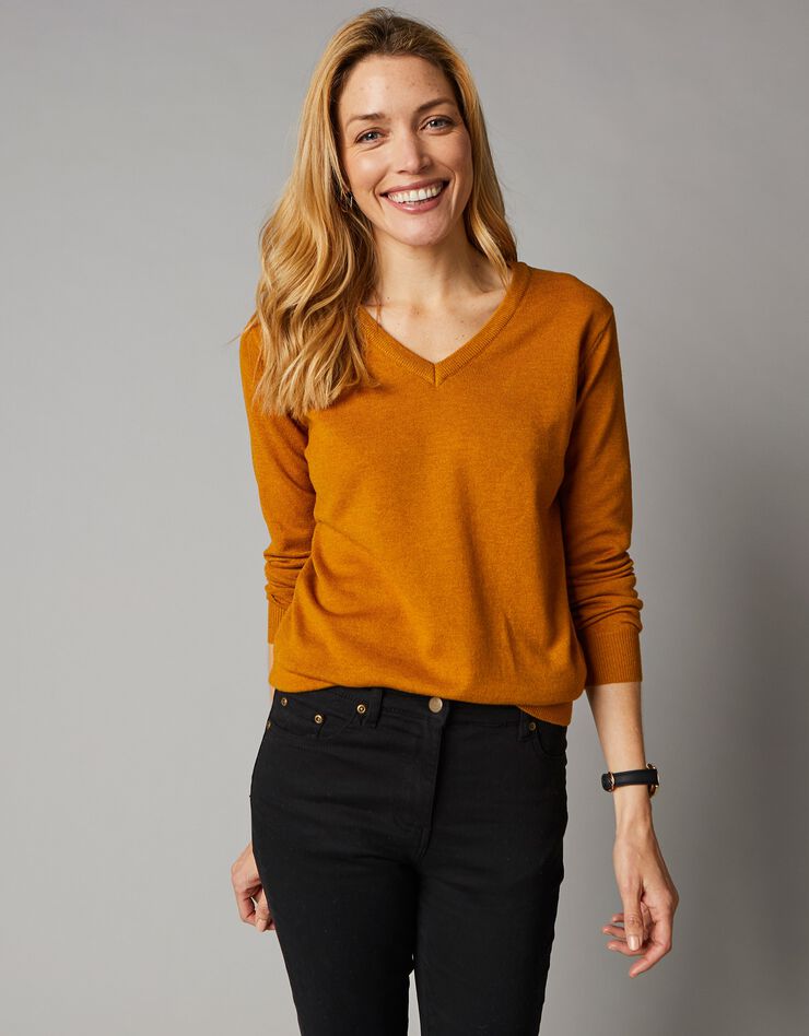 Pull col V, laine d'agneau (ocre) Pull col V, laine d'agneau (ocre)