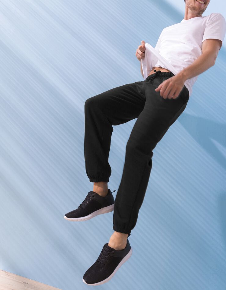Pantalon jogging molleton bas élastiqué (noir)
