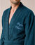Peignoir mixte adulte uni coton éponge bouclette col kimono personnalisé (bleu paon)