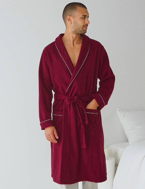 Robe de chambre maille polaire (bordeaux)