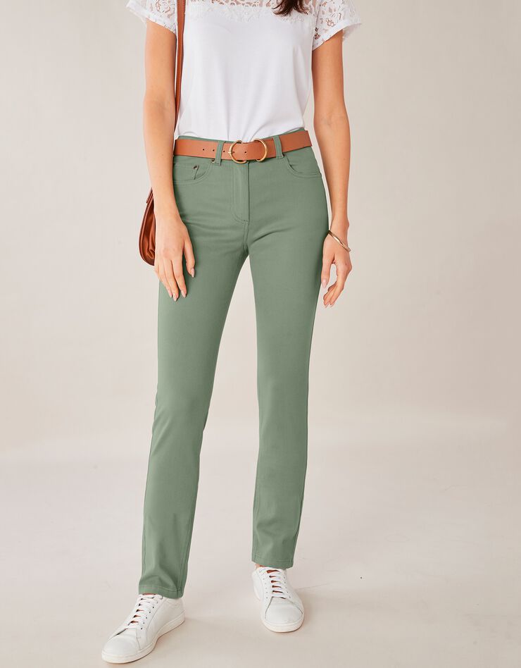 Pantalon droit stretch (vert grisé) Pantalon droit stretch (vert grisé)