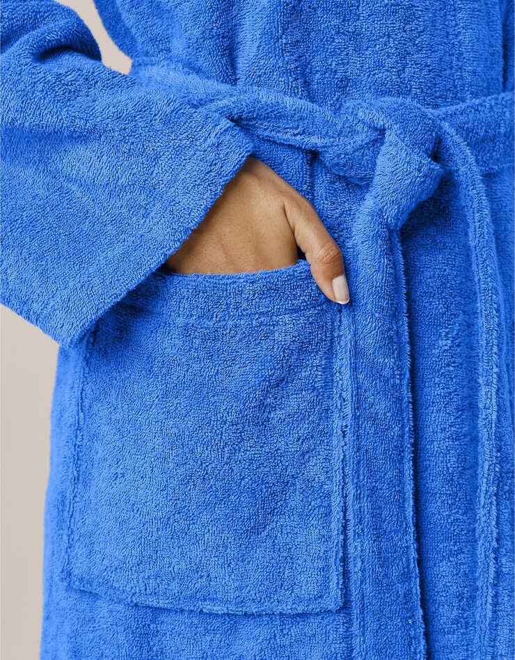 Peignoir mixte adulte uni coton éponge bouclette col kimono personnalisé (bleu dur) Peignoir mixte adulte uni coton éponge bouclette col kimono personnalisé (bleu dur)