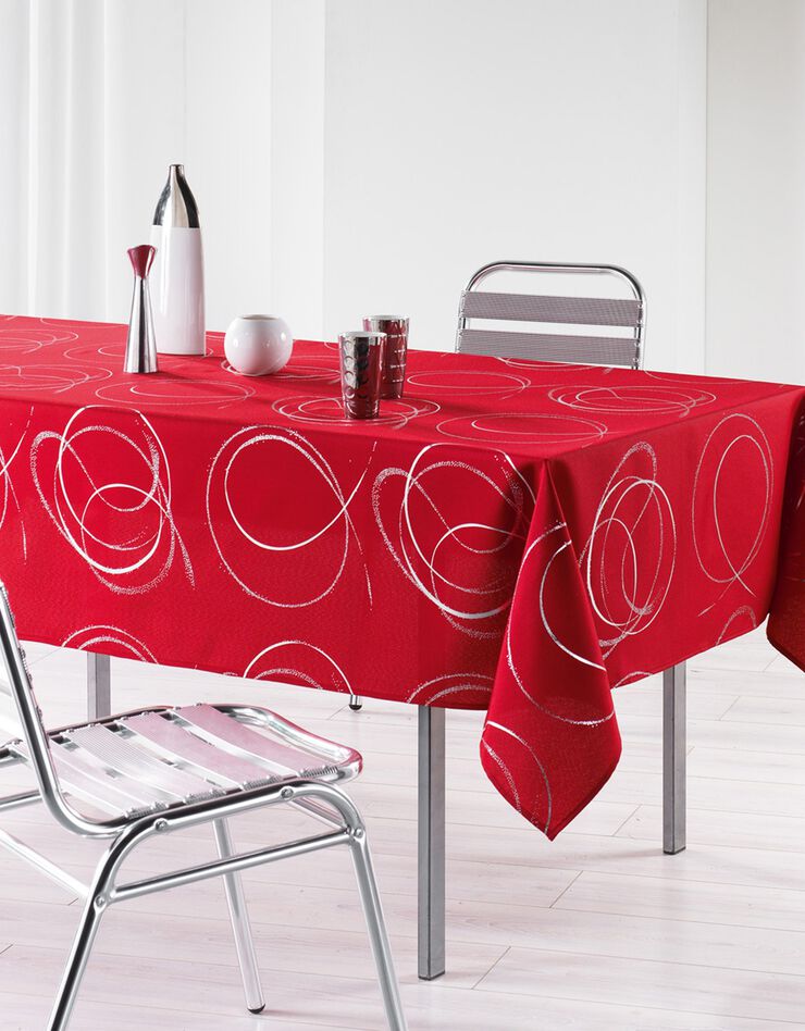 Nappe antitache impression bulles argentées (rouge) Nappe antitache impression bulles argentées (rouge)